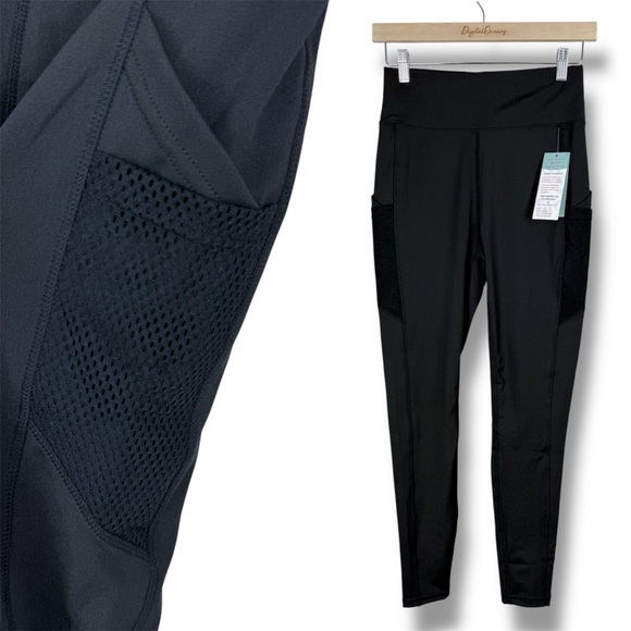 POP Fit NWT Austen Black High-Waisted Leggings w/Pockets, Medium - Yoga, Stretch - Picture 1 of 9
